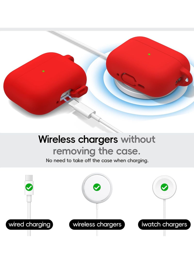 ACLIX AirPods Pro 3 Case (2025), Soft Silicone Protective Case Cover Compatible with Apple AirPods Pro 3rd Generation (USB-C Cable), (Red) - Image 3