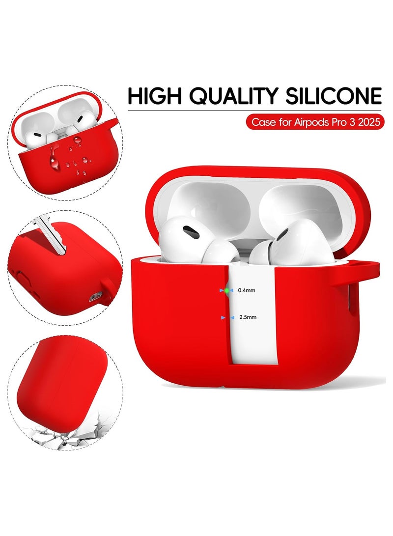 ACLIX AirPods Pro 3 Case (2025), Soft Silicone Protective Case Cover Compatible with Apple AirPods Pro 3rd Generation (USB-C Cable), (Red) - Image 4