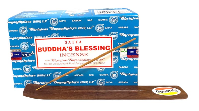 حزمة حامل أعواد البخور من غوفيندا مع أعواد بخور ساتيا بنغالور BNG 12 علبة × 15 جرام بركات بوذا