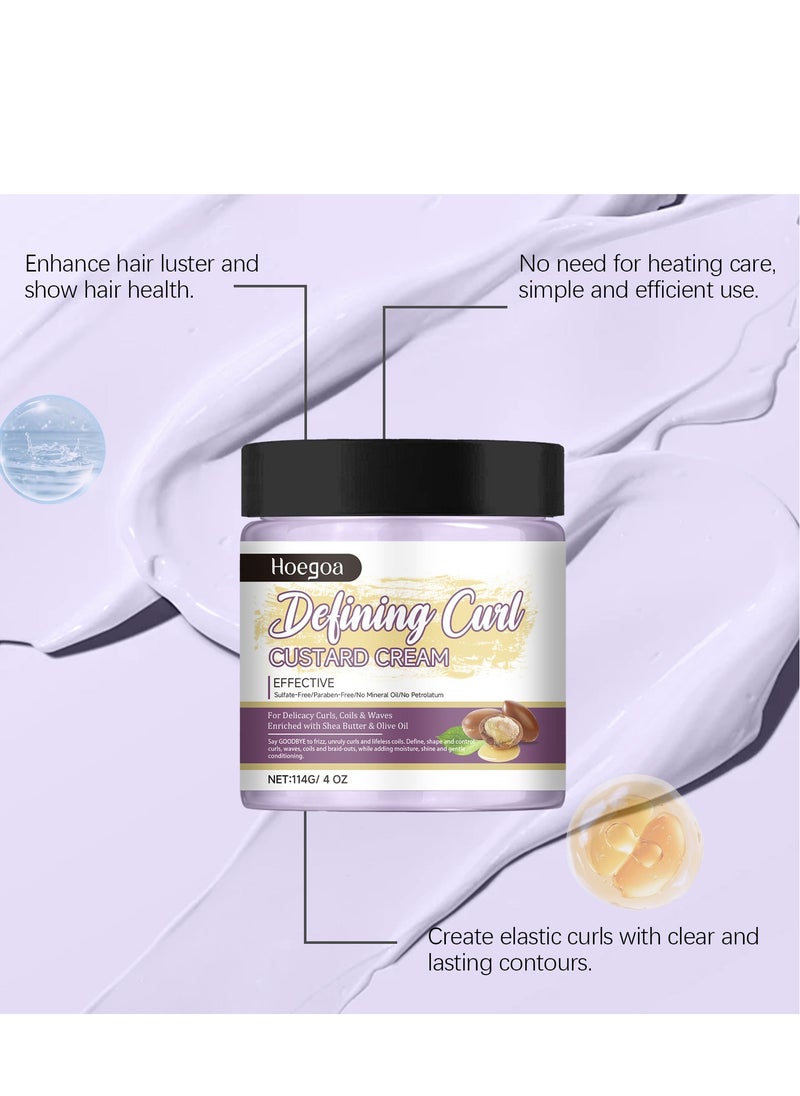 HOEGOA - No evaporation film curling cream nourishes and repairs curly hair elasticity and volume lazy long-lasting shaping cream 114g - Image 1