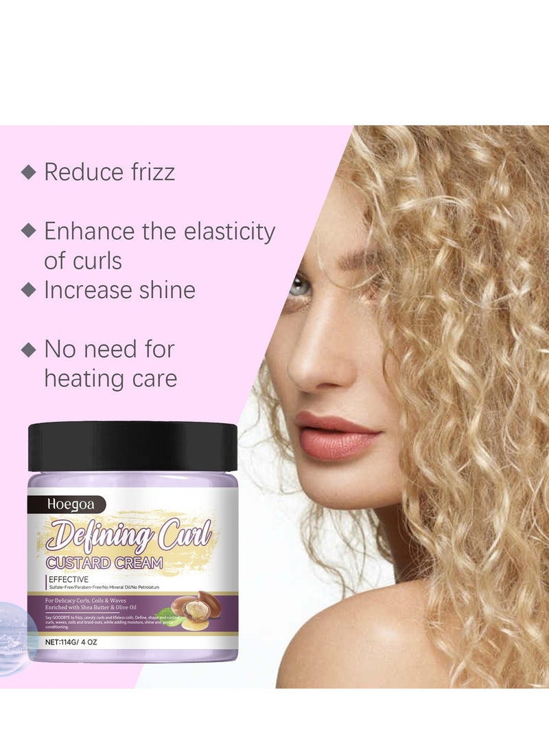 HOEGOA - No evaporation film curling cream nourishes and repairs curly hair elasticity and volume lazy long-lasting shaping cream 114g - Image 1