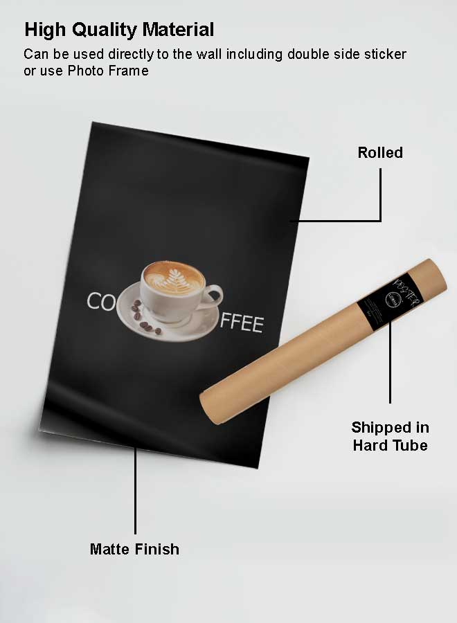 LOWHA Poster Painting Art With Four Separate Pieces Of Double-Sided Stickers Coffee For Home Bedroom Living Room And Office Decor  - Image 2