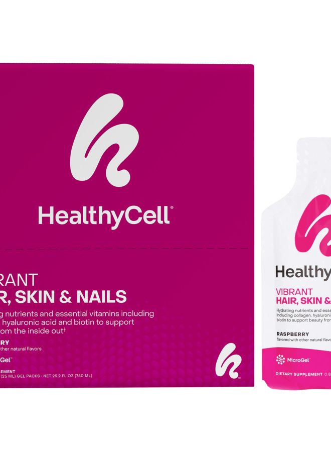 Vibrant Hair Skin & Nails Raspberry 30 Gel Packs 0.84 fl oz (25 ml) Each