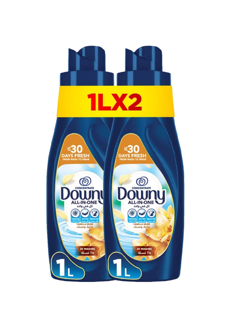 Downy Vanilla And Musk Dual Pack Fabric Softener All-In-One Concentrate 2 x 1L - Image 1