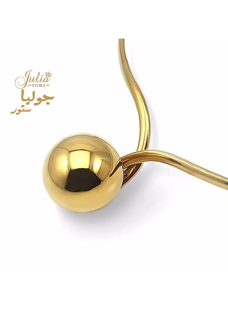 Julia Store 18K Gold Plated High Polished Stainless Steel Collar Love Choker Ball Shape Statement - Image 4