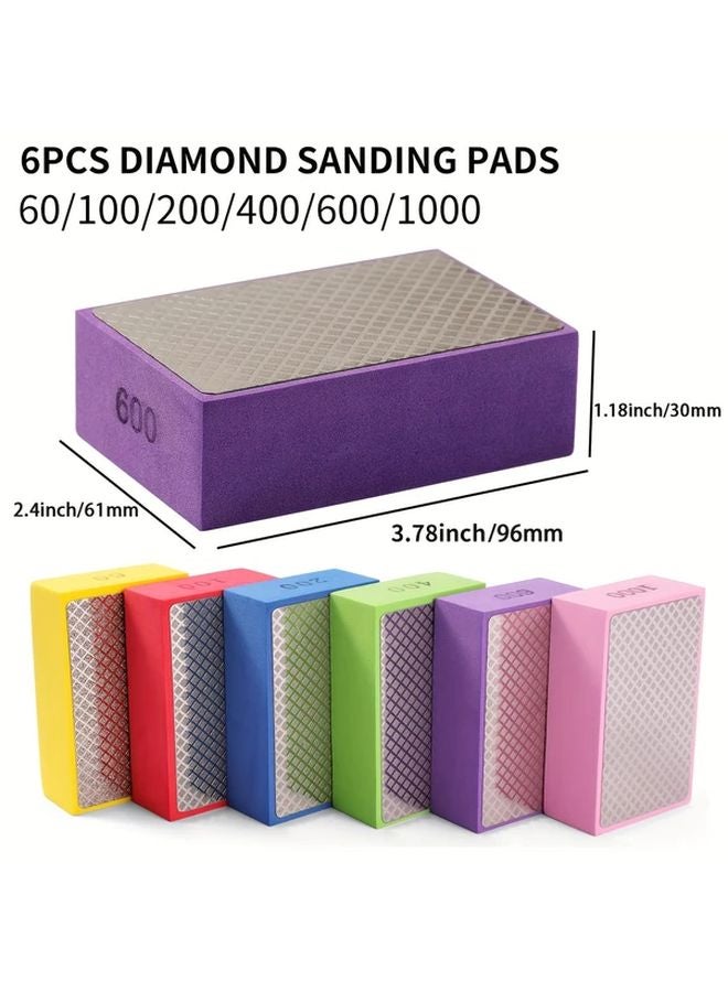 6pcs Handheld Diamond Polishing Pads 60 100 200 400 600 1000 Grit For Tile Glass Stone Marble Granite - Image 3