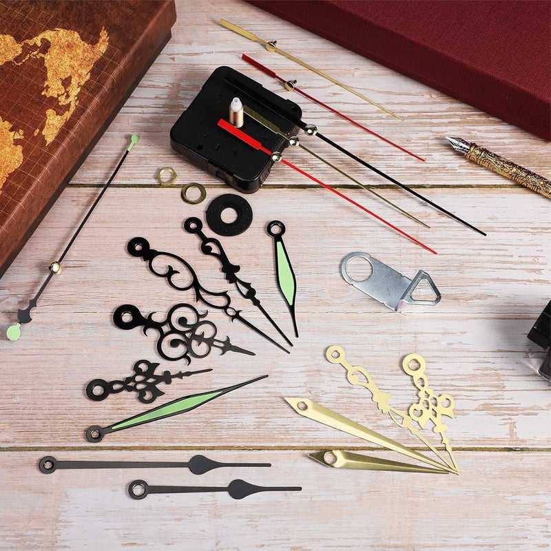 Mudder 4 Pieces Quartz DIY Wall Clock, Clock Numerals Kit, Movement Mechanism Battery Operated Clock Motor Kit with 6 Different Pairs of Hands for DIY Clock Repairment - Image 4