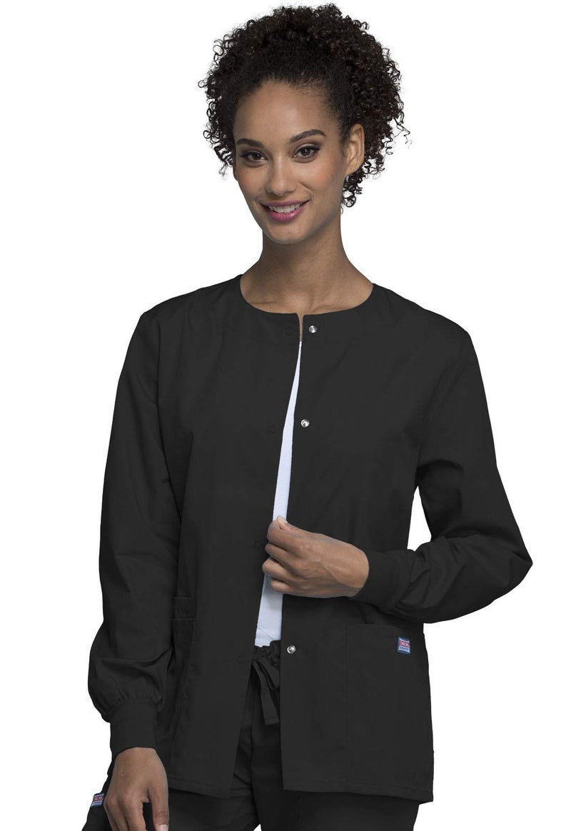 Cherokee Women's WW Snap Front Warm-Up Jacket, Black, XX-Small - Image 1