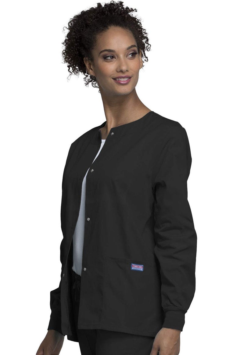 Cherokee Women's WW Snap Front Warm-Up Jacket, Black, XX-Small - Image 2