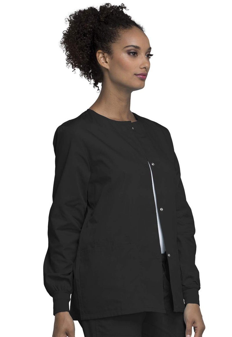 Cherokee Women's WW Snap Front Warm-Up Jacket, Black, XX-Small - Image 4