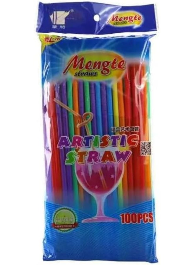 Mengte Straws Disposable Flexible Straws- 100pcs - Image 2