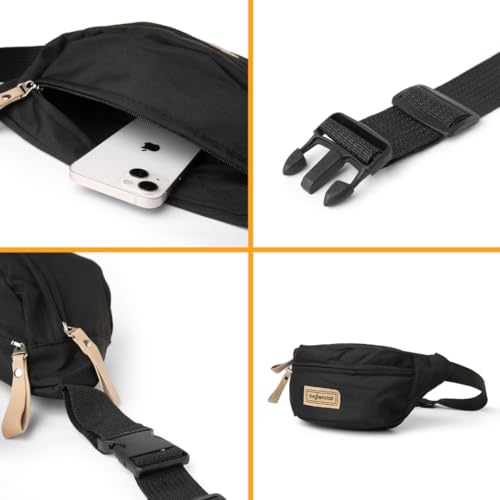 Tressential Waist Bag for Men Women | Cross Body Fanny Pack Sling Bag for Hiking, Travel, Camping, Outdoor Sports, Cycling | Money Belt with Adjustable Strap (Black) - Image 5