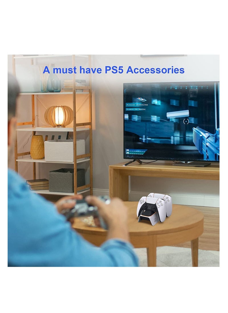 Arabest PS5 Controller Charger, PS5 Charging Station with Intelligent Chip in 3 Hrs Fast Type-C Charging, Dualsense Charging Stand Docking for Dual PS5 Controllers with LED Indicator