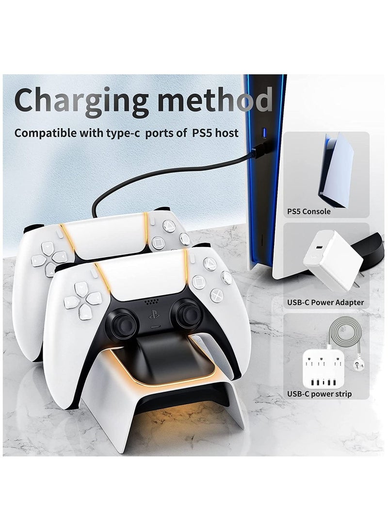 Arabest PS5 Controller Charger, PS5 Charging Station with Intelligent Chip in 3 Hrs Fast Type-C Charging, Dualsense Charging Stand Docking for Dual PS5 Controllers with LED Indicator
