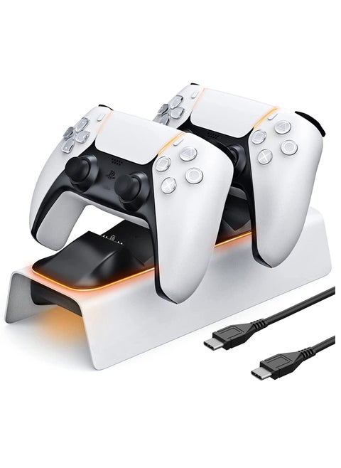 Arabest PS5 Controller Charger, PS5 Charging Station with Intelligent Chip in 3 Hrs Fast Type-C Charging, Dualsense Charging Stand Docking for Dual PS5 Controllers with LED Indicator