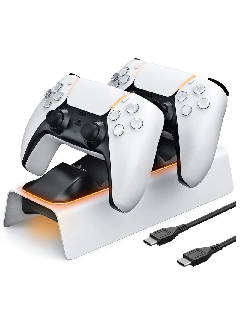 Arabest PS5 Controller Charger, PS5 Charging Station with Intelligent Chip in 3 Hrs Fast Type-C Charging, Dualsense Charging Stand Docking for Dual PS5 Controllers with LED Indicator