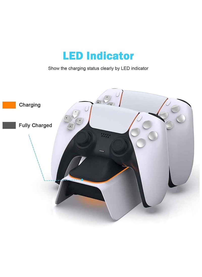 Arabest PS5 Controller Charger, PS5 Charging Station with Intelligent Chip in 3 Hrs Fast Type-C Charging, Dualsense Charging Stand Docking for Dual PS5 Controllers with LED Indicator