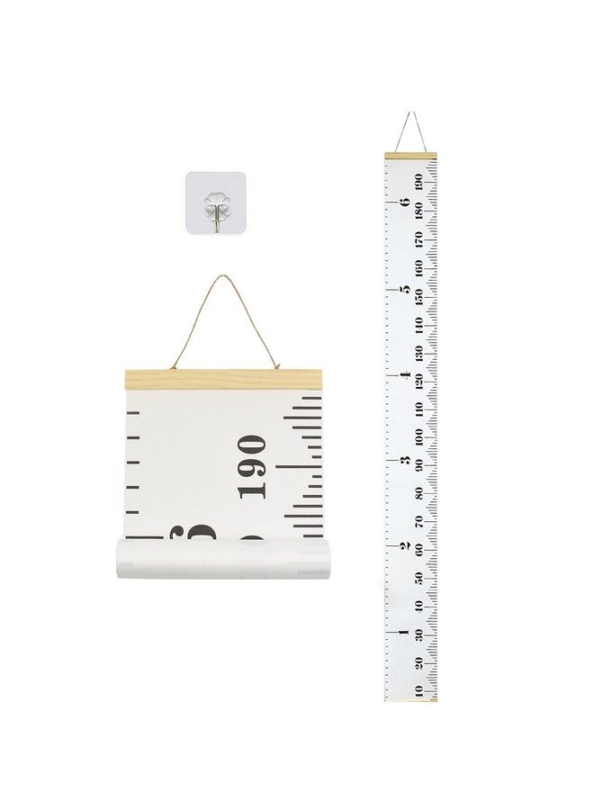 LoveNite Baby Growth Chart Height Wall Chart For Kids Wooden Frame Canvas Measurement Hanging Ruler For Child’S Room Decoration 79 X 7.9In(White) - Image 2