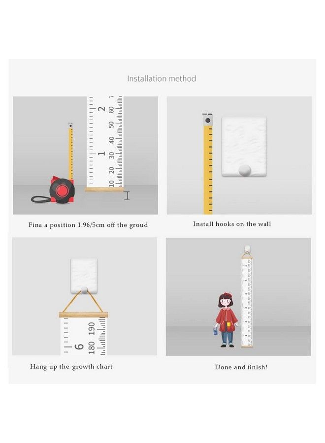 LoveNite Baby Growth Chart Height Wall Chart For Kids Wooden Frame Canvas Measurement Hanging Ruler For Child’S Room Decoration 79 X 7.9In(White) - Image 5