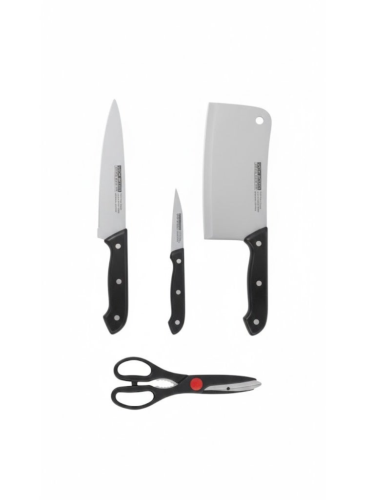 kitchen Pro 5 Pcs knive Set Portable Complete Set With Cleaver Knife, Chef Knife, Scissor, Utility Knife & Cutting Board Stainlesssteel Blades Ideal For Chopping, Mincing & More, Multi - Image 2