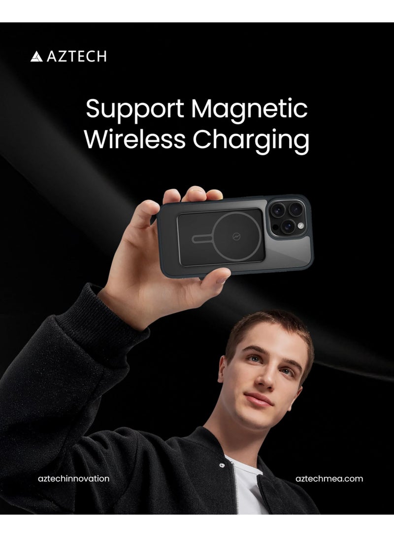 أزتك حافظة مغناطيسية لجهاز iPhone 15 Pro متوافقة مع MagSafe، خلفية مطفية شفافة، عدسة كاميرا محمية بالكامل، غطاء هاتف نحيف مضاد للصدمات مع حواف مقاومة للخدش، خلفية مقاومة للخدش لأجهزة آبل - Image 4