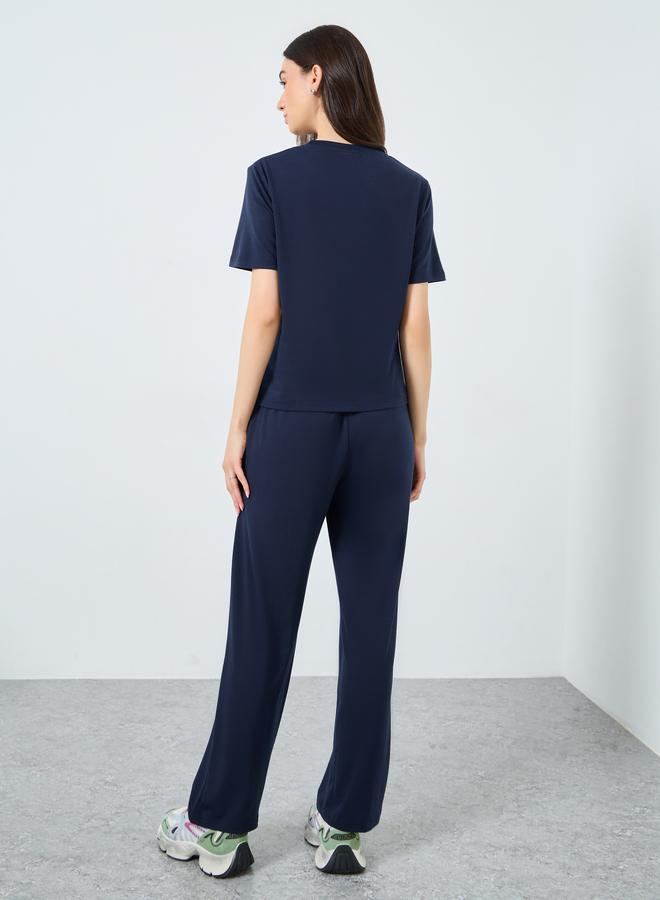 Take Two Slogan Print Short Sleeve Top and Joggers Co-Ords - Image 4