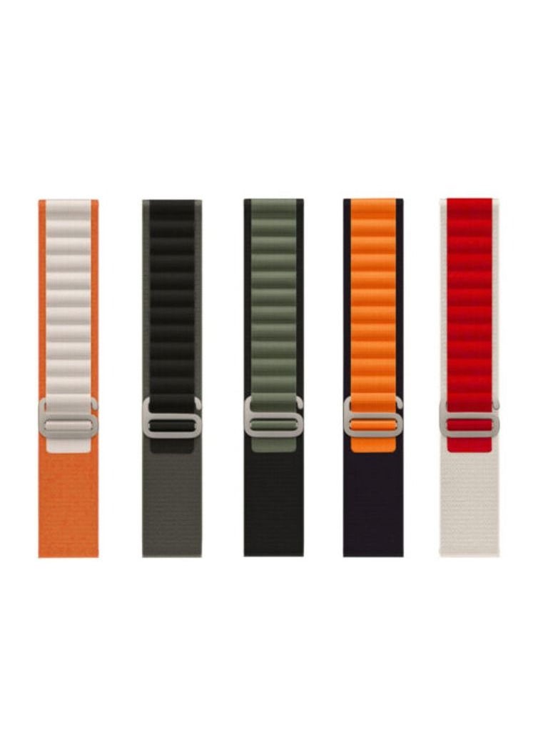 YOMNA Nylon Compatible with Apple Watch Bands 49mm, Soft and Breathable Nylon G-hook Loop Buckle Watch Strap, Suitable for Apple watch Ultra Series 8 (Orange/Grey) Adjustable Size