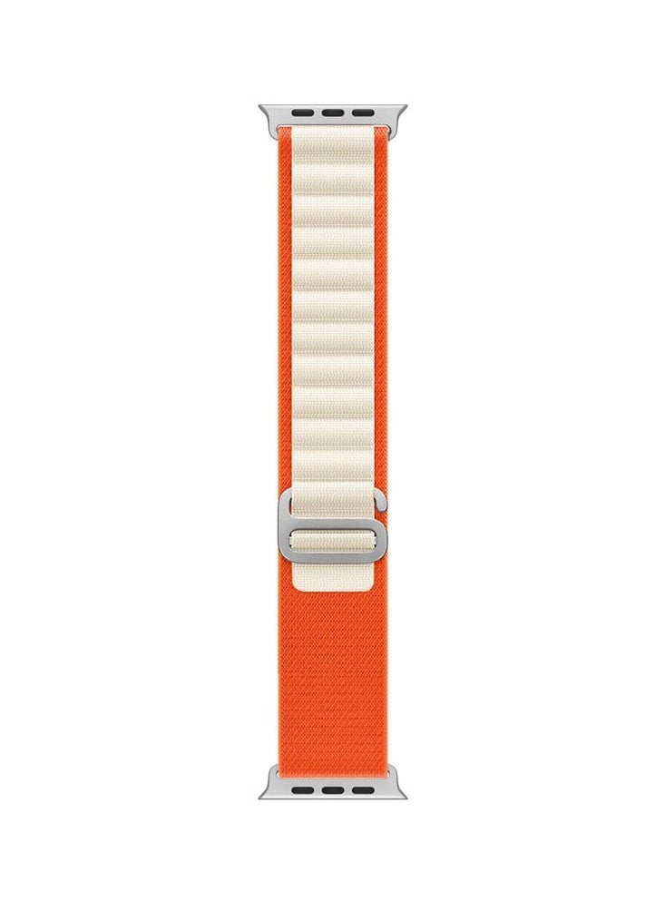 YOMNA Nylon Compatible with Apple Watch Bands 49mm, Soft and Breathable Nylon G-hook Loop Buckle Watch Strap, Suitable for Apple watch Ultra Series 8 (Orange/Grey) Adjustable Size
