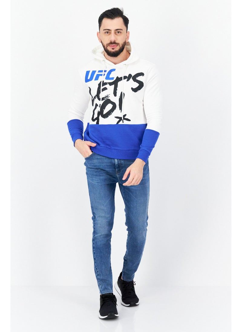Ufc Men Hooded Brand Logo Long Sleeve Sweatshirt, White - Image 5