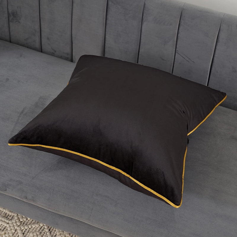 Avigers 20 x 20 Inches Black Solid Cushion Case Luxury Modern Square Throw Pillow Cover Decorative Pillow for Couch Living Room Bedroom Car 50 x 50cm - Image 2