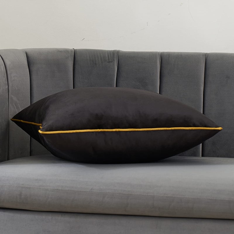 Avigers 20 x 20 Inches Black Solid Cushion Case Luxury Modern Square Throw Pillow Cover Decorative Pillow for Couch Living Room Bedroom Car 50 x 50cm - Image 3