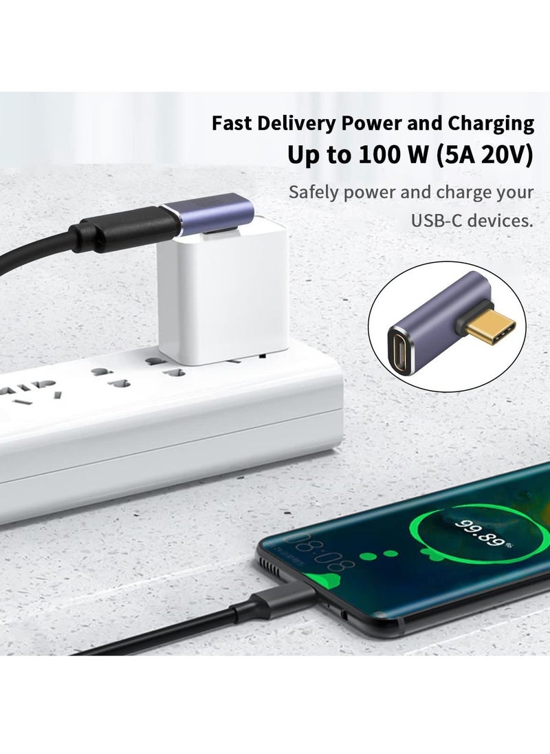 KASTWAVE USB C Right Angle Adapter for USB 4 Cable, 40Gbps USB 4 Cable Adapter, 90 Degree USB C Adapter Support 8K@60Hz Video Display 100W PD for Thunderbolt 4/3, USB C, HUB, Docking, Tablet, 2pack  - Image 4