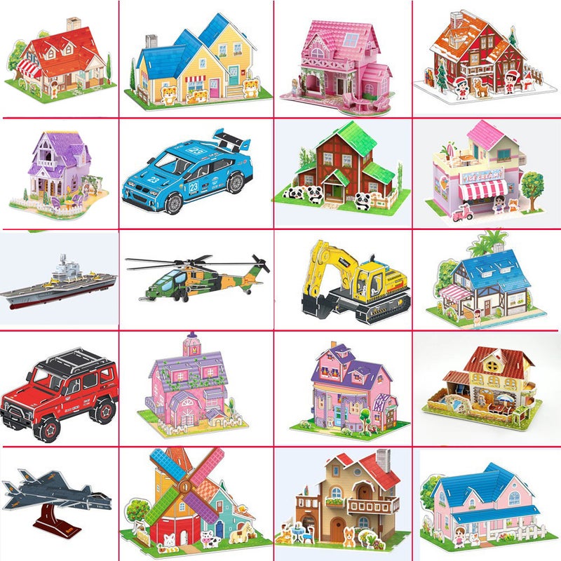 لعبة بازل ثلاثية الأبعاد مصنوعة يدويًا على شكل منزل سيارة ورقية من الفوم 61 هدية بحجم متوسط - Image 2