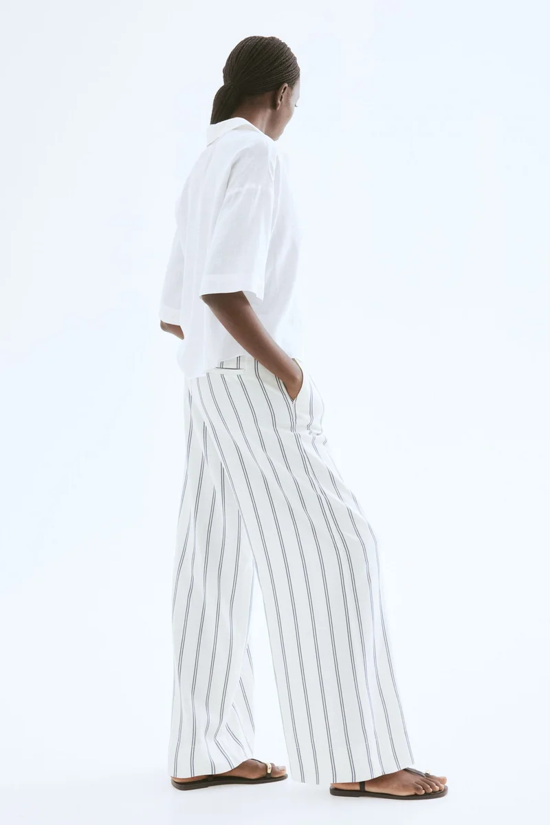 اتش اند ام Wide linen-blend trousers
