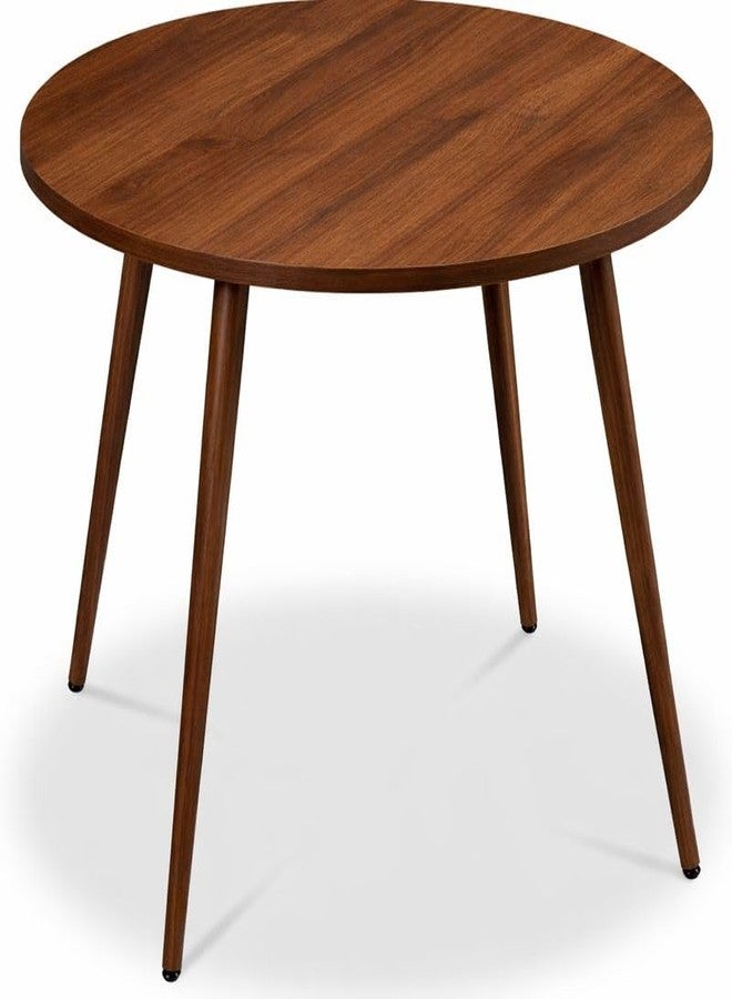 Craftware Round 28x28in Dining Table for 4 w/Sturdy Wood Finish Steel Legs, Mid Century Modern, Space-Saving, Small Space Circle Dinette for Home, Kitchen, Apartment (Walnut) - Image 1