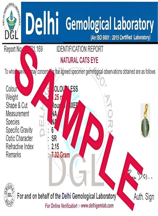 Ptm Natural Cats Eye/Lahsunia 10.25 Ratti or 9.5 Carat Astrological Certified Gemstone Panchdhatu/5 Metals 22k Gold Plated Pendant for Men & Women -fba11025 - Image 4