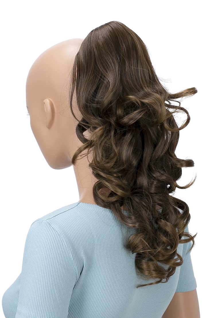 CAISHA 16 Hairpiece Ponytail Clip On Extension Voluminous Wavy Brown H216