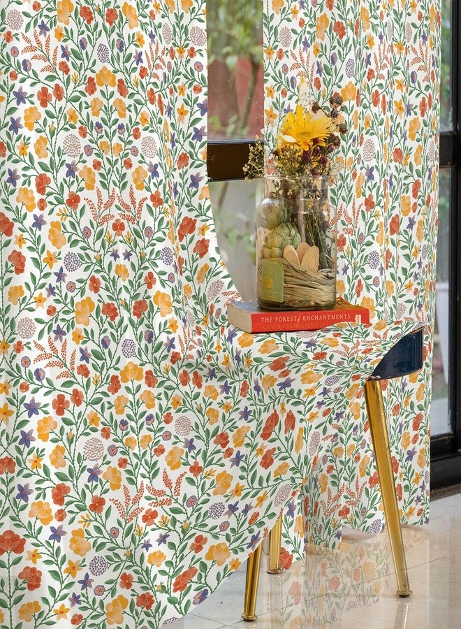 Urban Space ستائر Urban Space قطنية 100% قابلة للتخصيص، طقم من قطعتين، تحجب الضوء بنسبة 60-65%، ستائر مزخرفة مزودة بحلقات/عروات للتعليق، تتضمن رباطًا خلفيًا (Vasant) - Image 1