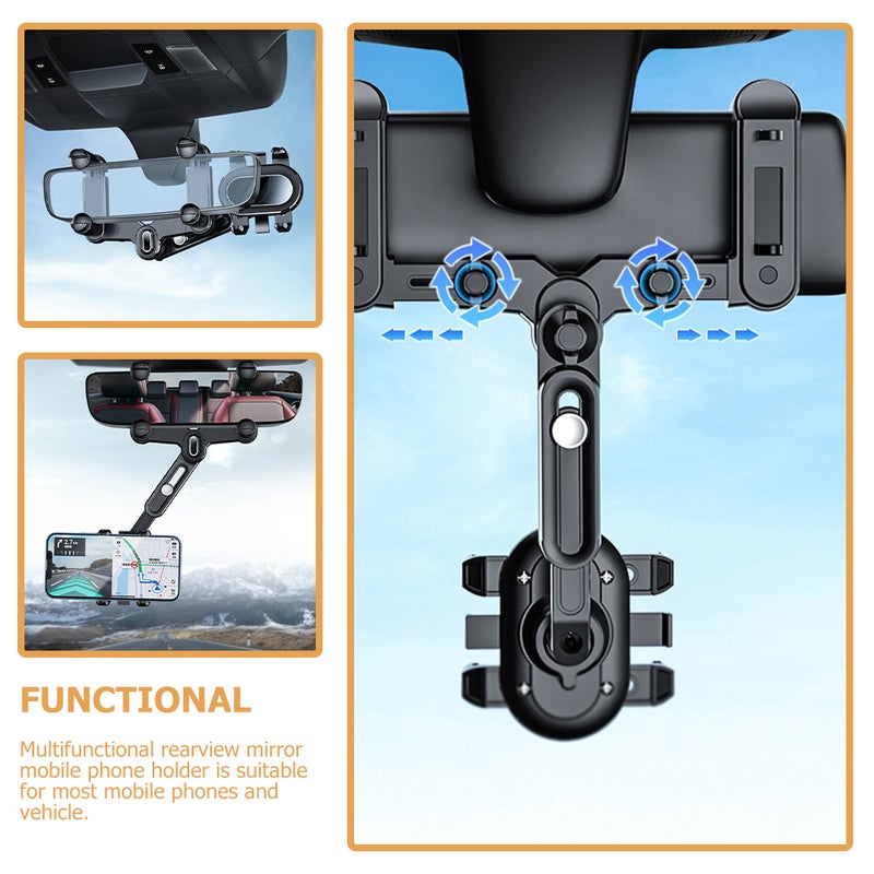 2pcs Rear View Mirror Phone Holder Multifunctional Rotatable Rearview Mirror Phone Holder for Car - Image 2