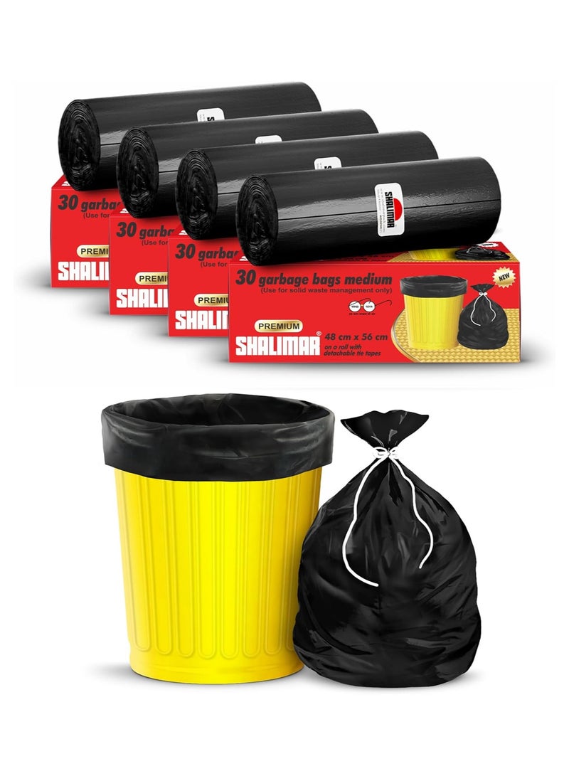 shalimar Shalimar Medium Garbage Bag – 120 Bags (4 Rolls) –  48 x 53 cm – Fits 10 to 15 Gallon Bins – Lavender Fragrance – Leak-Proof Dustbin/Trash Bags – Black  - Image 1