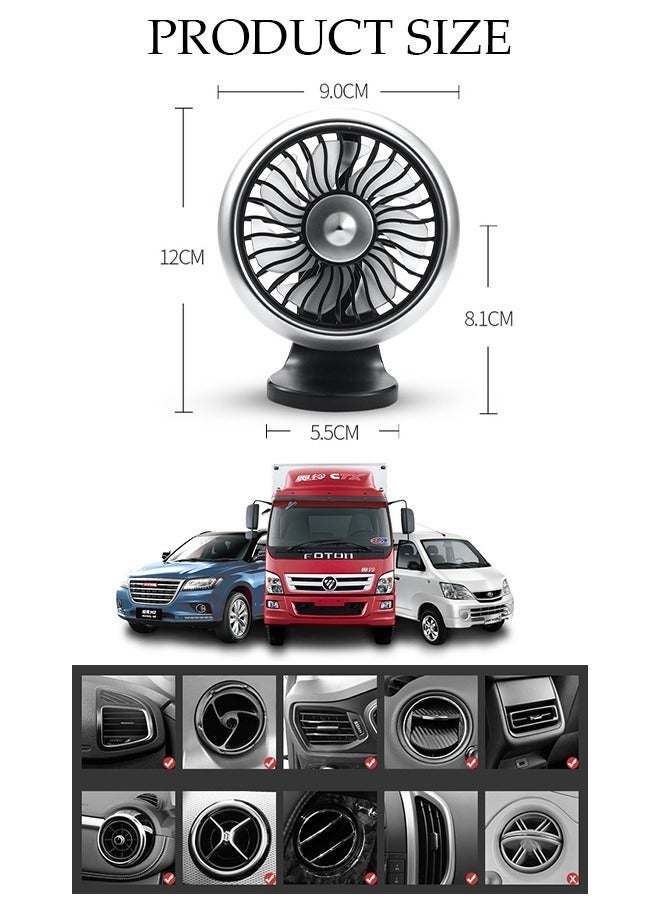 DUNISO 2 in 1 Car Fan, Mini USB Cooling Fan with Adjustable 3 Gear Wind RGB Light for Car Dashboard and Air Vent, Quiet Personal Small Fan for Home Office Car Indoor Outdoor - Image 2