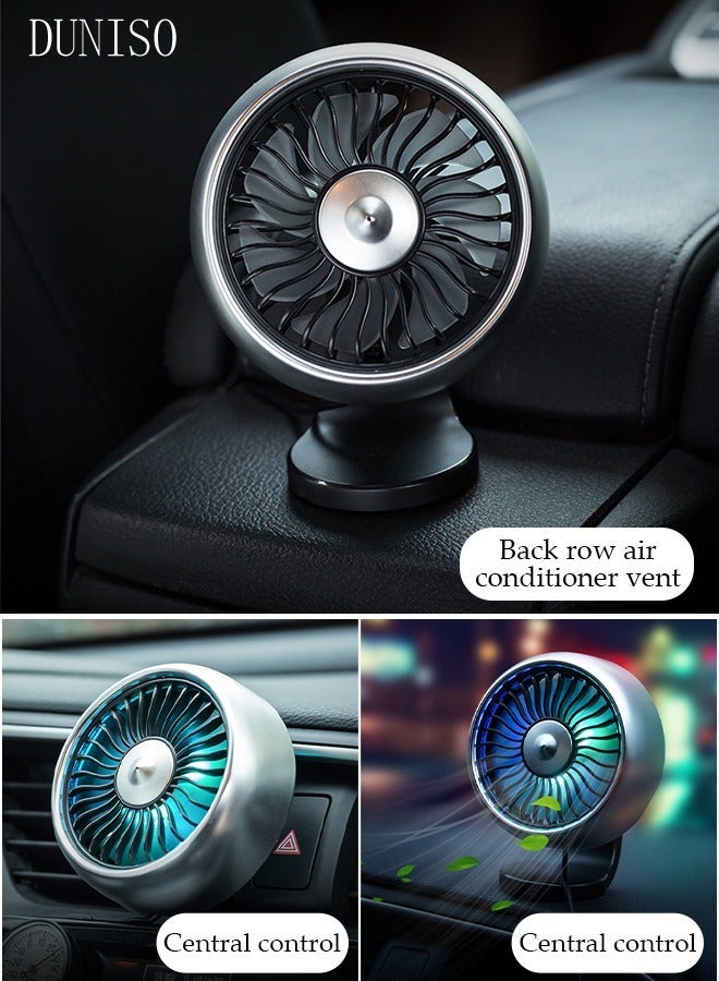 DUNISO 2 in 1 Car Fan, Mini USB Cooling Fan with Adjustable 3 Gear Wind RGB Light for Car Dashboard and Air Vent, Quiet Personal Small Fan for Home Office Car Indoor Outdoor - Image 5