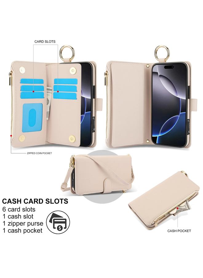 S-TOP Case For iPhone 16 Pro Max Crossbody Ring Multifunctional Wallet Leather Phone Case - Image 3