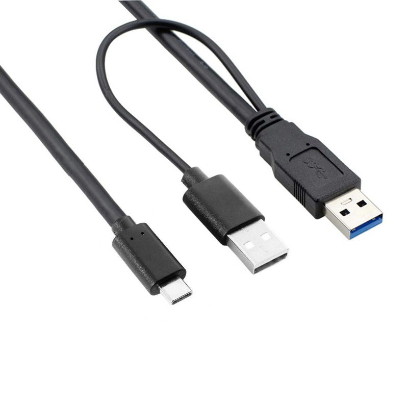 تشينيانغ كابل CY Type-C USB-C إلى ذكر USB 3.0 وذكر USB 2.0 مزدوج لنقل البيانات للابتوب والقرص الص��ب 60 سم - Image 1