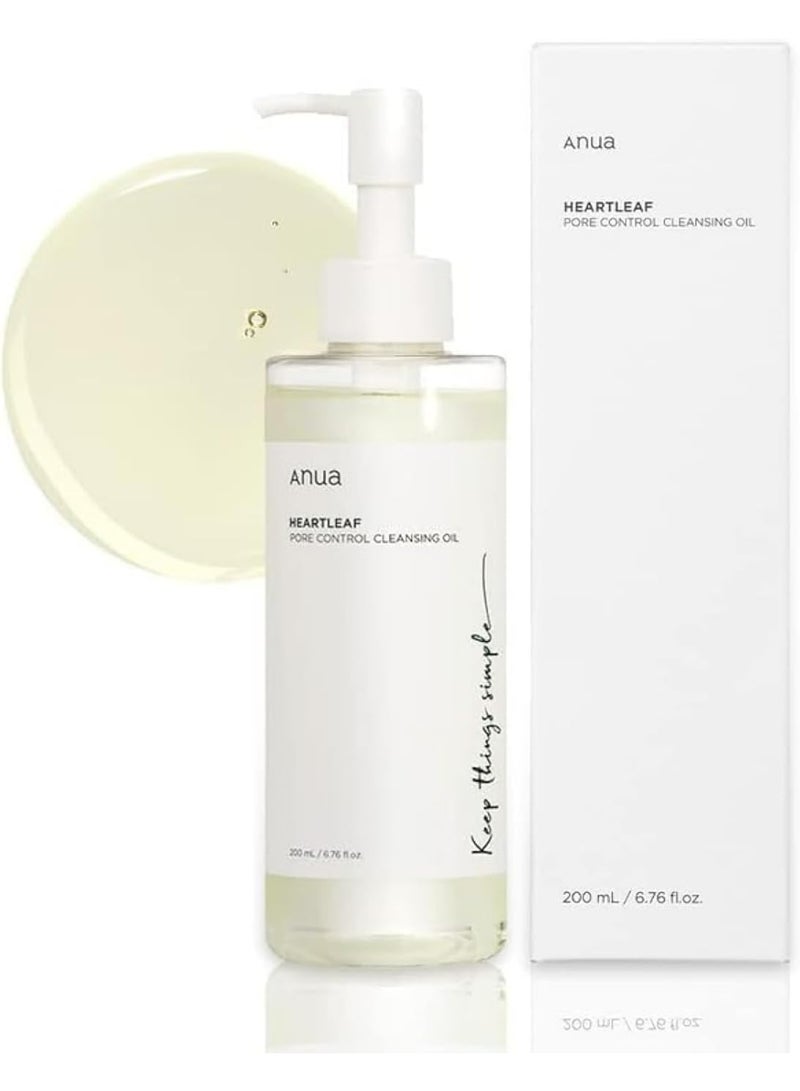 Anua Wonder ANUA Original Heartleaf Pore Controlling Cleansing Oil Korean Facial Cleanser, Daily Blackhead Removal, 6.76 fl oz / 200 ml - Image 1