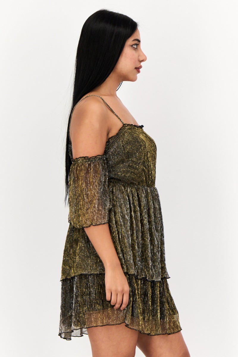 ONLY Women Metalic Mini Dress, Multicoolor - Image 2