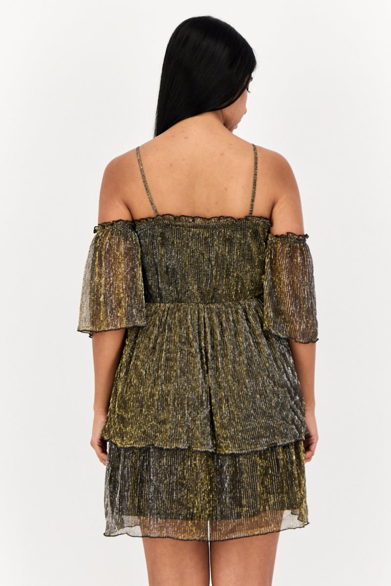 ONLY Women Metalic Mini Dress, Multicoolor - Image 3