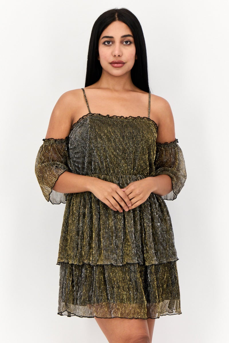 ONLY Women Metalic Mini Dress, Multicoolor - Image 1