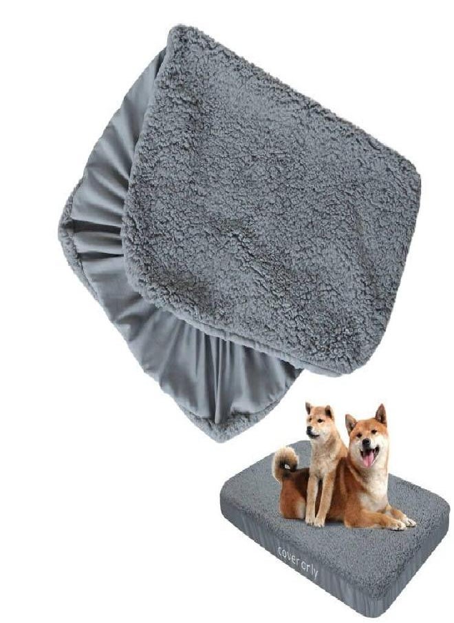 Moonsea Moonsea Dog Bed Covers Soft Plush Replacement Washable, Waterproof Dog Bed Liner Grey, Pet Bed Cover 36x27 Inches, for Dog/Cat, Cover Only  - Image 4