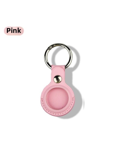 Suitable For Apple Airtag Tracker Anti-Lost Device Locator Leather Protective Case Airtags Protective Case-Color:Pink-Applicable Model:Double Hole Airtag Case